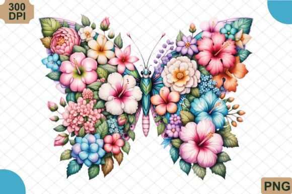Bring Tropical Elegance to Your Designs with Butterfly and Hibiscus Art