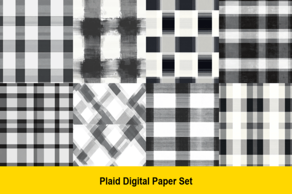 Charcoal Black Plaid Papers: Versatile Digital Backgrounds