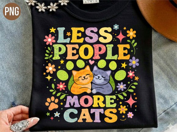 Embrace the Retro Groovy Less People More Cats PNG for Your Next Creative Project