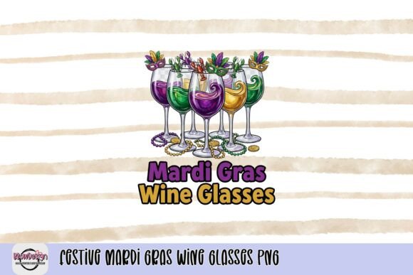 Festive Mardi Gras Wine Glasses PNG: Elevate Your Fat Tuesday Designs