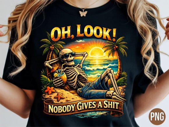 Funny Beach Skeleton Oh Look Sunset PNG: Strategic Design for Impactful Creative Projects