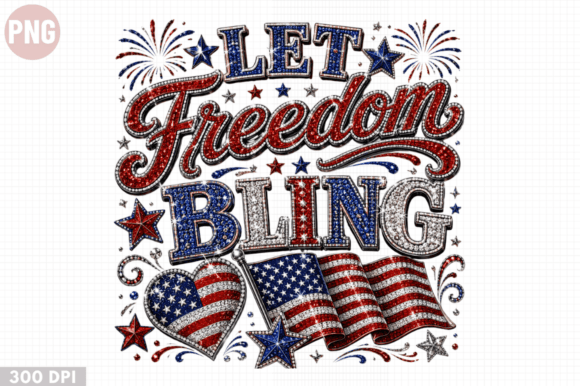 Let Freedom Bling USA Patriotic PNG