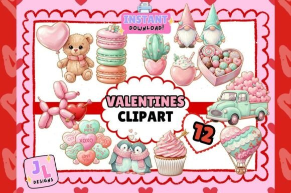 Valentines Pink Clipart Bundle